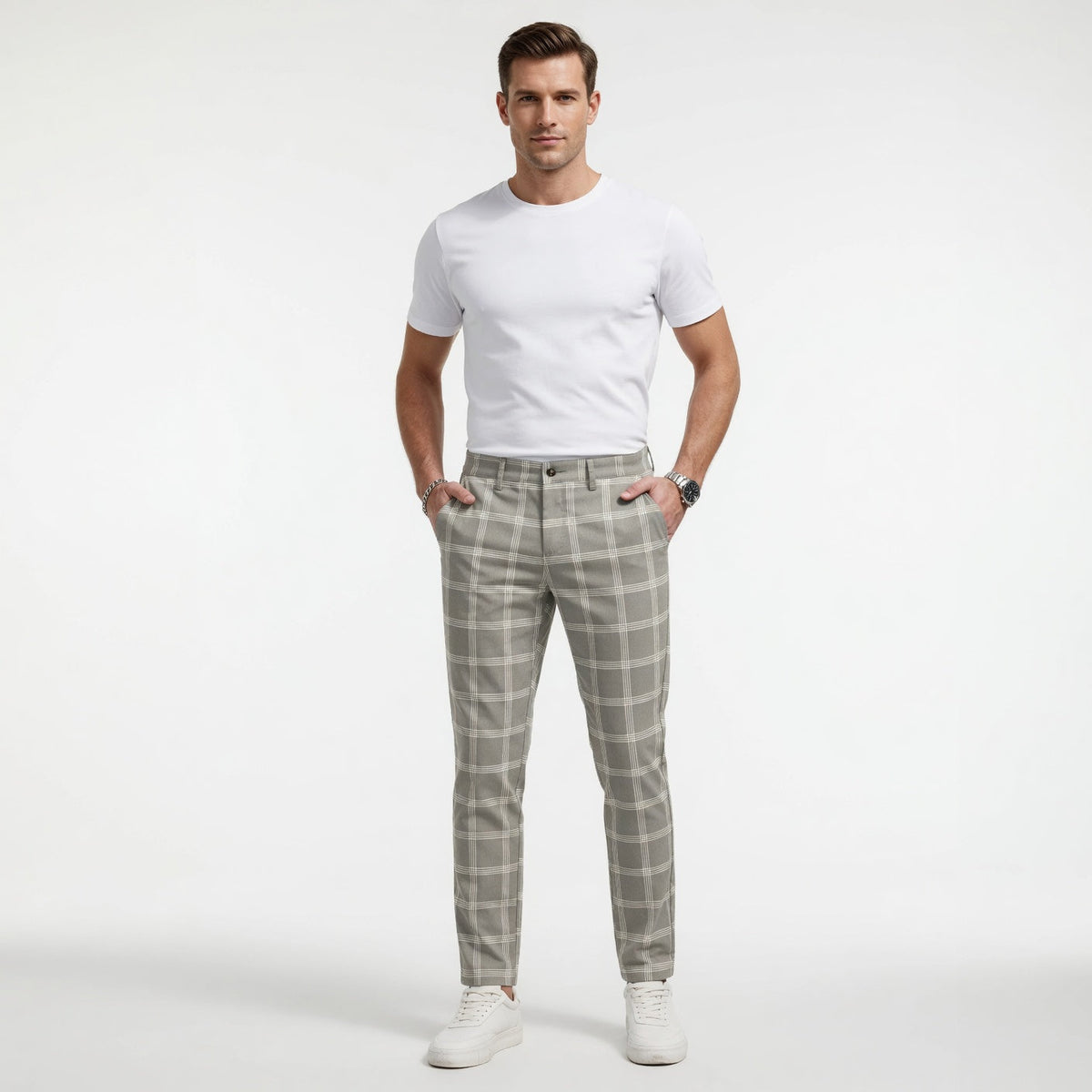 TOTA Men Slim-fit Plaid Trousers