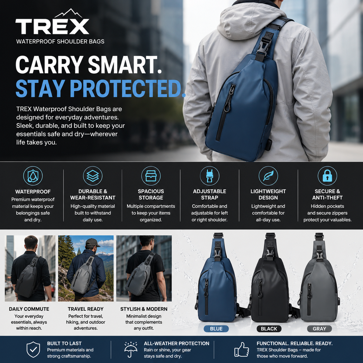 TREX Waterproof Shoulder Bags
