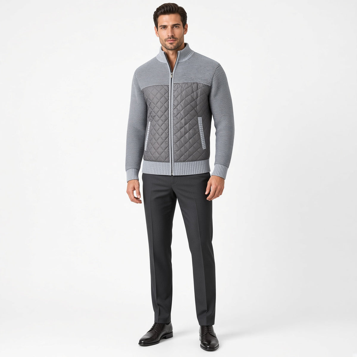 ZACH Quilted Retro Zipper Sweater