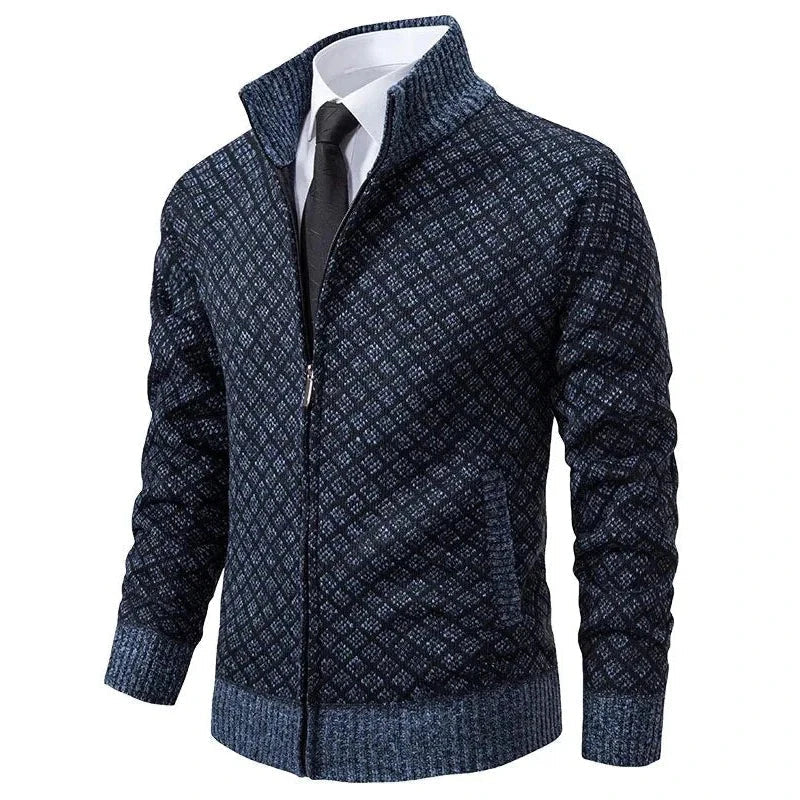 DALMON Patterned Zipper Cardigan