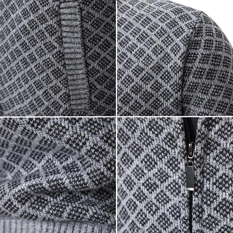 DALMON Patterned Zipper Cardigan