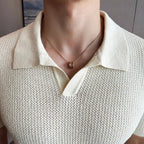 Men´s Knitted V-neck Polo Shirt