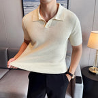 Men´s Knitted V-neck Polo Shirt