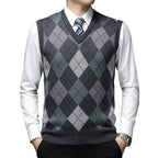 CONARD V-Neck Jacquard Plaid Vest
