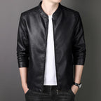 JACE Stand Collar Faux Leather Jacket