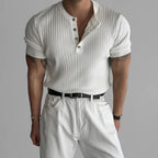 RUFUS Vertical Stripe Henley Collar Tee