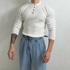 RUXUS Premium Stripe Henley Collar Longsleeve