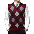 CONARD V-Neck Jacquard Plaid Vest