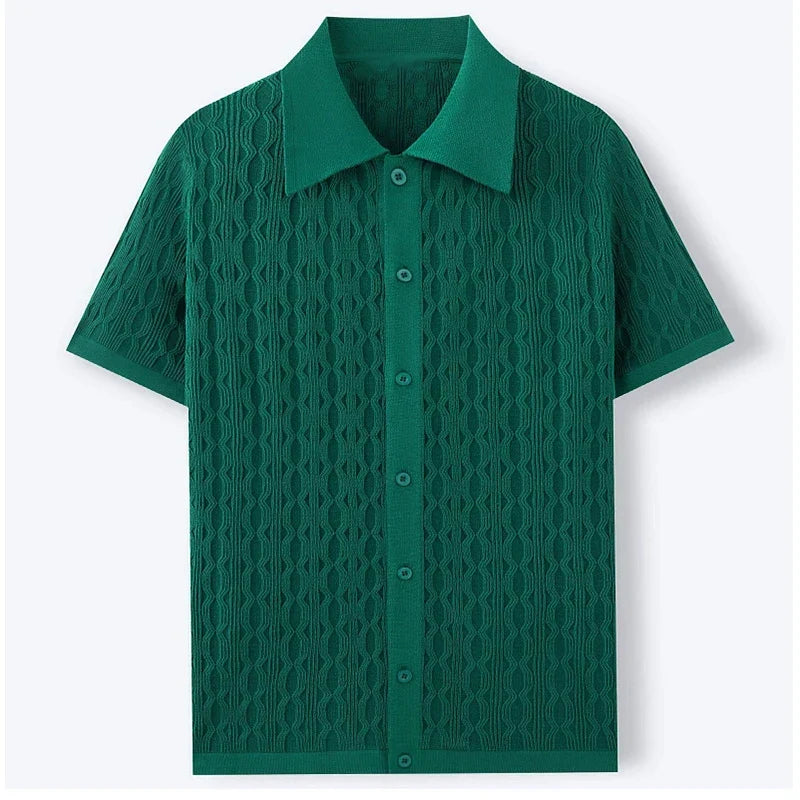 DUXE Button-Up Knit Polo