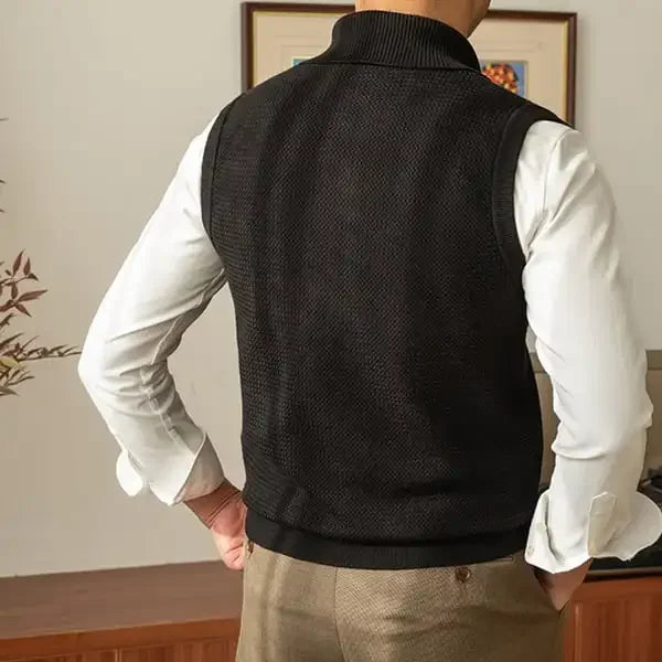 HESLEY Open Collar Knitted Vest