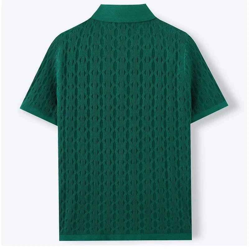 DUXE Button-Up Knit Polo