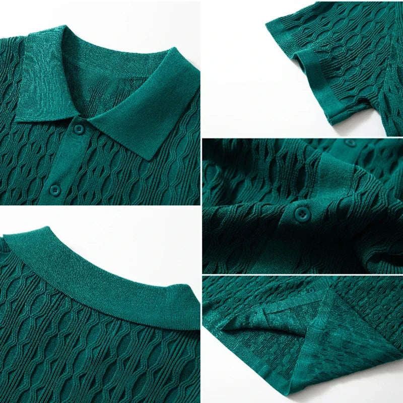 DUXE Button-Up Knit Polo