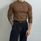 RUXUS Premium Stripe Henley Collar Longsleeve