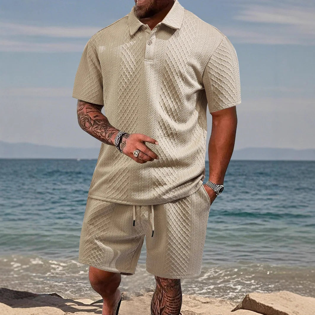 CAPRI Knit Polo & Drawstring Shorts Set