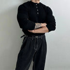 RUXUS Premium Stripe Henley Collar Longsleeve