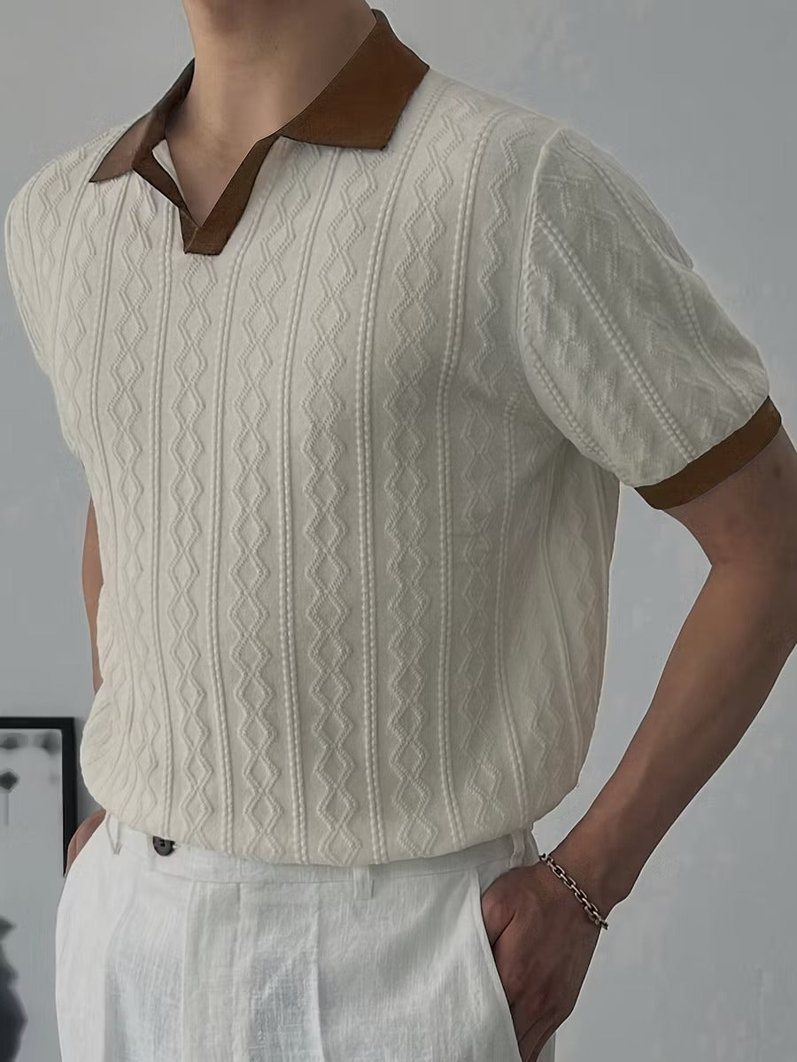 WALDRON Premium Contrast V-Neck Polo