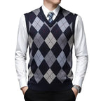 CONARD V-Neck Jacquard Plaid Vest