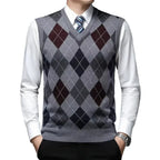 CONARD V-Neck Jacquard Plaid Vest