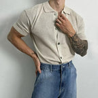 WESLEY Premium Full-Button Knit Polo