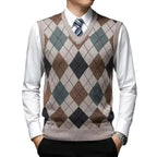 CONARD V-Neck Jacquard Plaid Vest