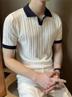 WALDRON Premium Contrast V-Neck Polo